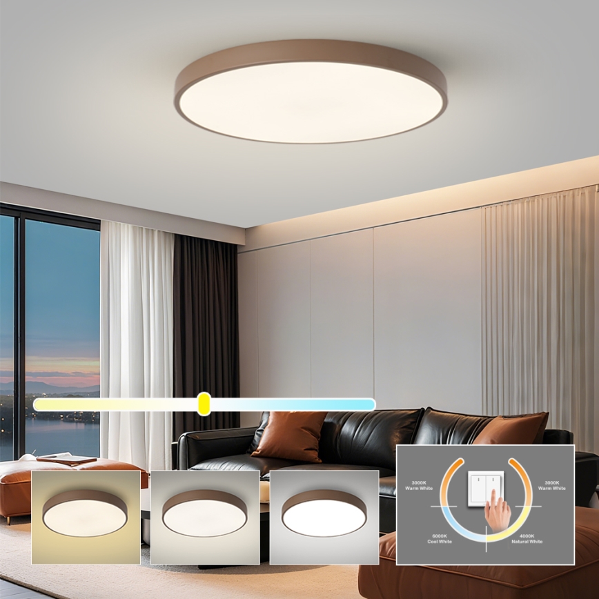 Brilagi - Luminaria de techo LED POOL LED/100W/230V 3000/4000/6000K Ø 80 cm marrón