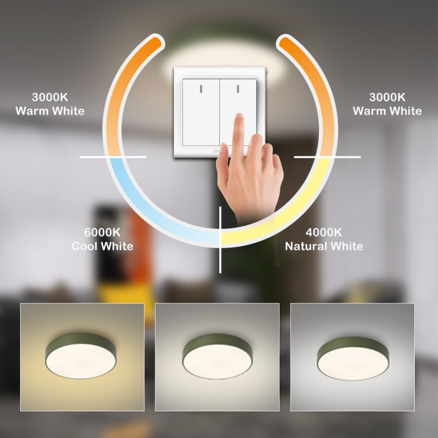 Brilagi - Luminaria LED de techo POOL LED/48W/230V 3000/4000/6000K Ø 40 cm verde