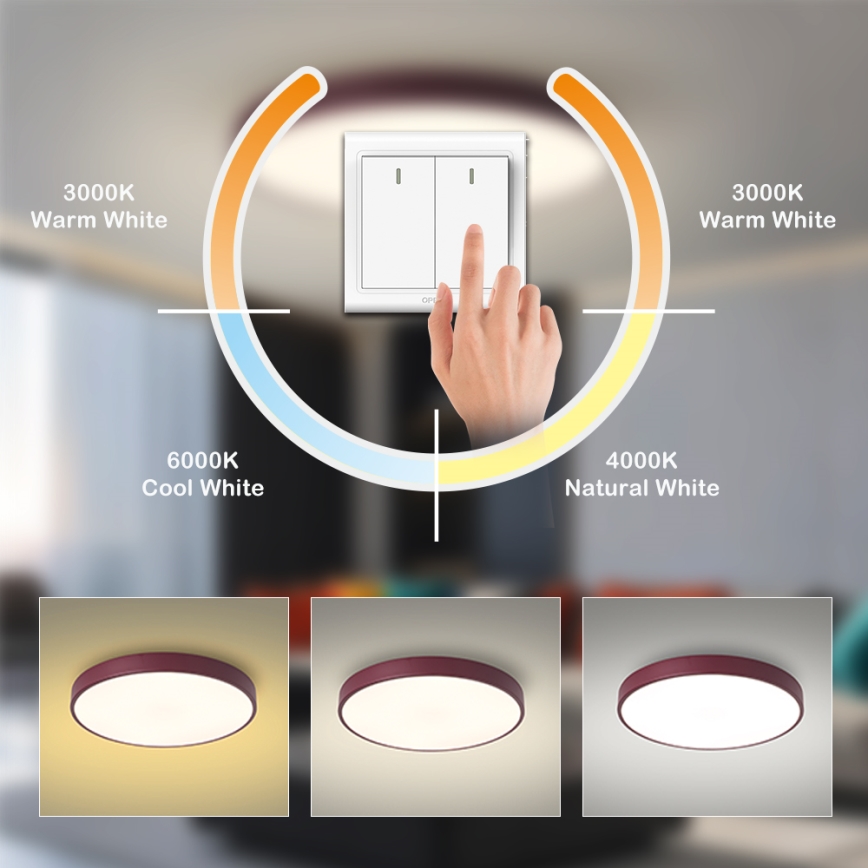 Brilagi - Plafón LED de techo POOL LED/60W/230V 3000/4000/6000K diámetro 50 cm burdeos