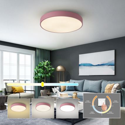 Brilagi - Lámpara de techo POOL LED 60W 230V 3000/4000/6000K Ø 50 cm rosa