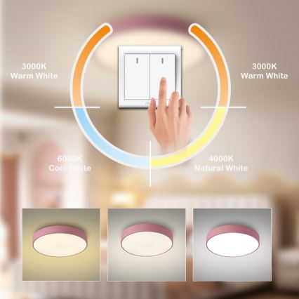 Brilagi - Lámpara de techo POOL LED 60W 230V 3000/4000/6000K Ø 50 cm rosa