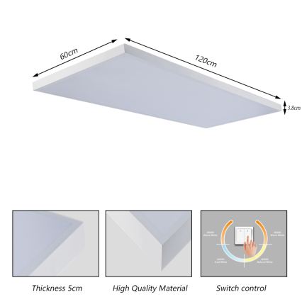 Brilagi - Plafón LED para baño FRAME LED/96W/230V 120x60 cm 3000/4000/6000K IP44 blanco