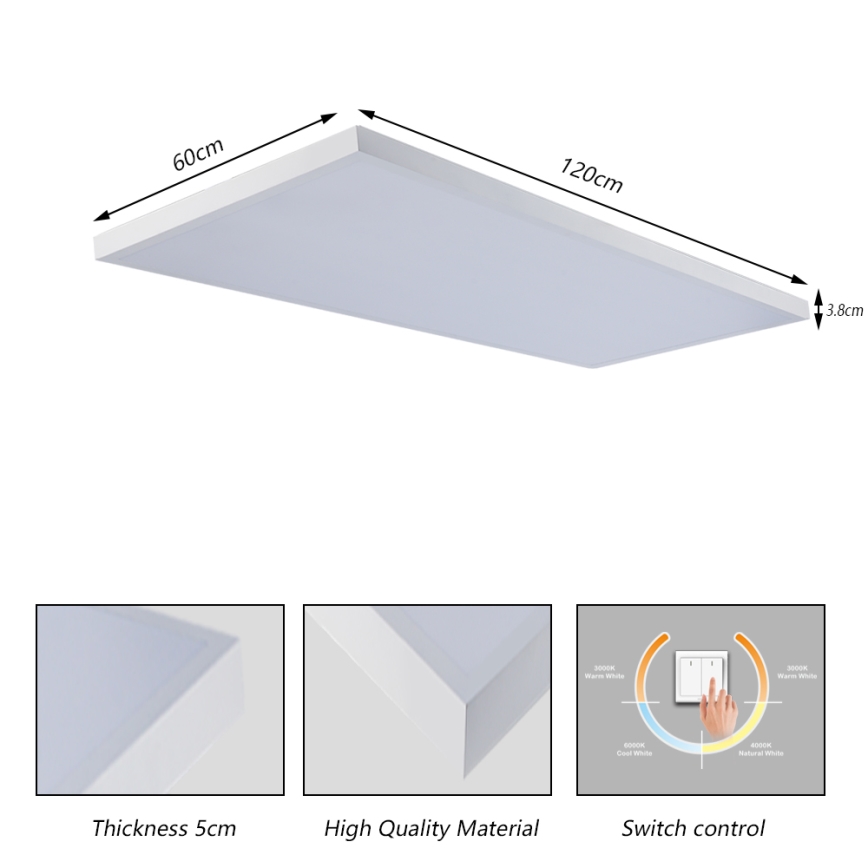 Brilagi - Plafón LED para baño FRAME LED/96W/230V 120x60 cm 3000/4000/6000K IP44 blanco