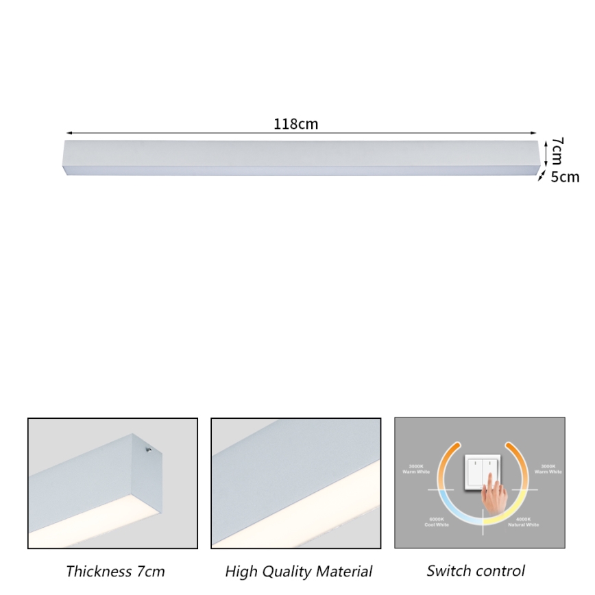 Brilagi - Plafón LED de techo para baño SLEEKLINE LED/40W/230V 3000/4500/6000K plateado IP44