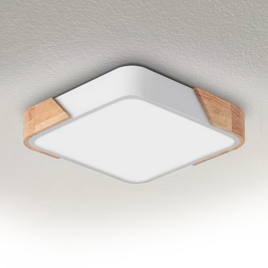 Brilagi - Plafón LED PILANA LED/24W/230V roble/blanco 32x32 cm
