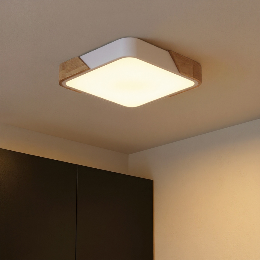 Brilagi - Plafón LED PILANA LED/24W/230V roble/blanco 32x32 cm