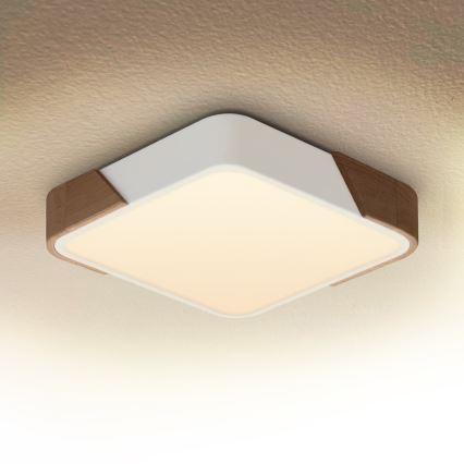 Brilagi - Plafón LED PILANA LED/24W/230V roble/blanco 32x32 cm