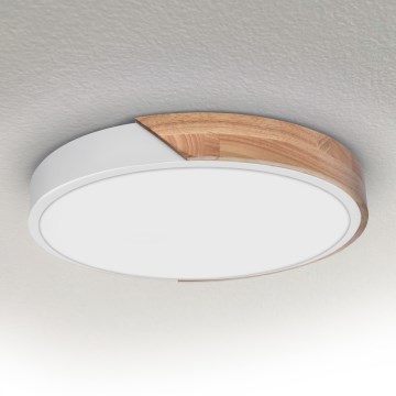 Brilagi - Plafón LED PILANA LED/24W/230V roble/blanco diámetro 30 cm