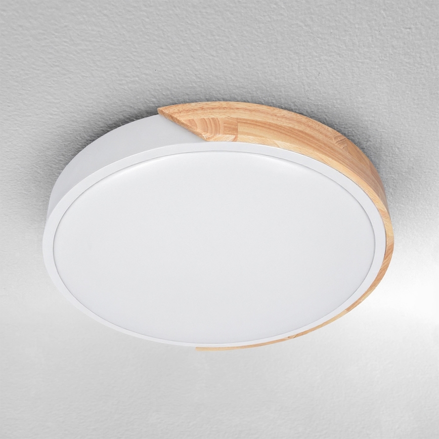 Brilagi - Plafón LED PILANA LED/24W/230V roble/blanco diámetro 30 cm