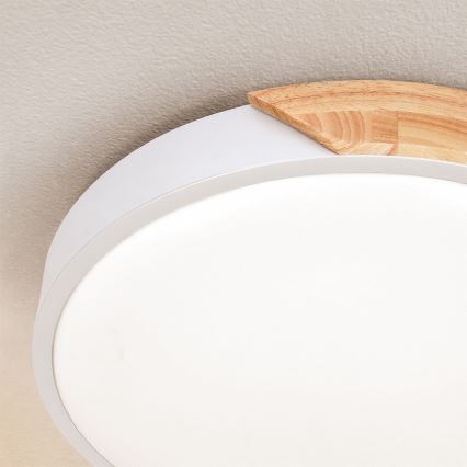 Brilagi - Plafón LED PILANA LED/24W/230V roble/blanco diámetro 30 cm