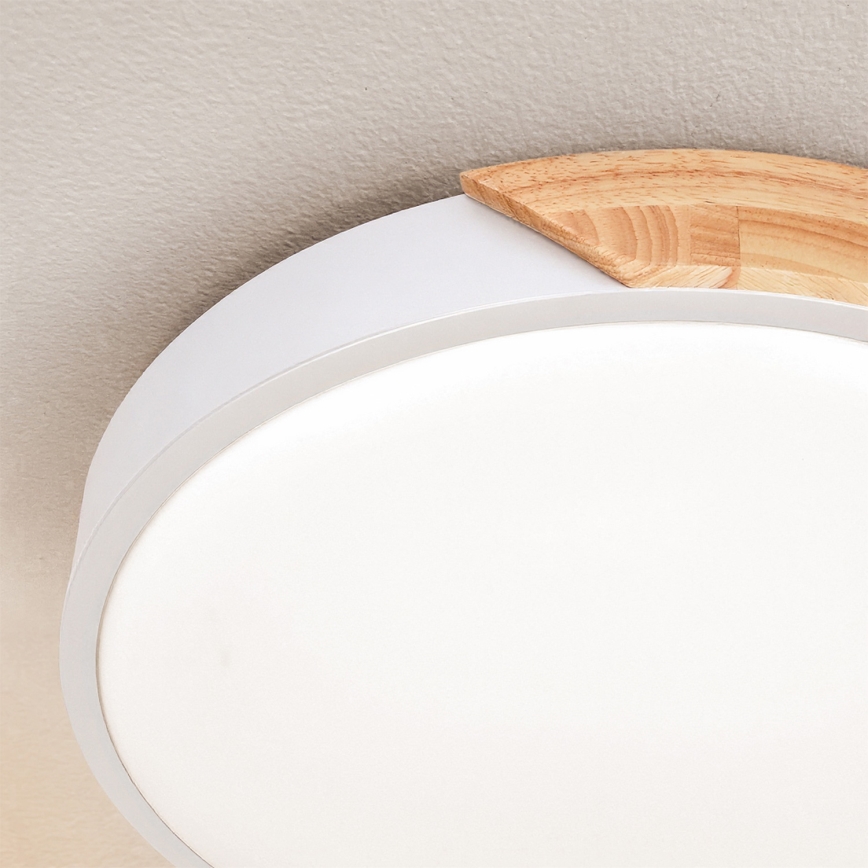 Brilagi - Plafón LED PILANA LED/24W/230V roble/blanco diámetro 30 cm