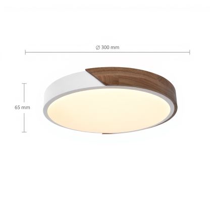 Brilagi - Plafón LED PILANA LED/24W/230V roble/blanco diámetro 30 cm