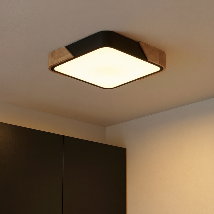 Brilagi - Plafón LED PILANA LED/24W/230V roble/negro 32x32 cm