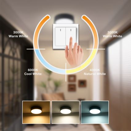 Brilagi - Plafón LED POOL 18W/230V 3000/4500/6000K Ø 20 cm negro