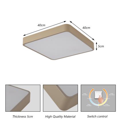 Brilagi - Plafón LED POOL 36W/230V 3000/4500/6000K 40x40 cm beige