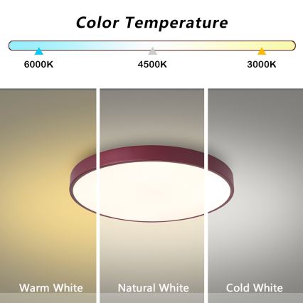 Brilagi - Plafón LED POOL LED/36W/230V 3000/4000/6000K Ø 30 cm burdeos