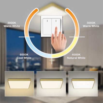 Brilagi - Plafón LED POOL LED/36W/230V 3000/4500/6000K 40x40 cm dorado