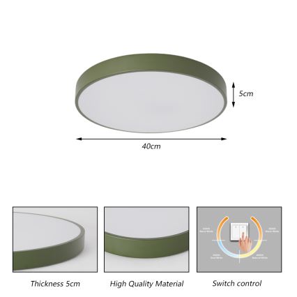 Brilagi - Luminaria de techo LED POOL LED/48W/230V 3000/4000/6000K Ø 40 cm verde