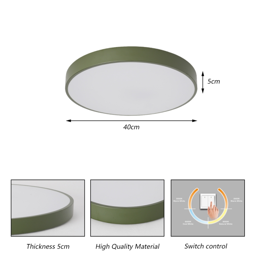 Brilagi - Luminaria de techo LED POOL LED/48W/230V 3000/4000/6000K Ø 40 cm verde