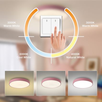 Brilagi - Luminaria de techo LED POOL LED/60W/230V 3000/4000/6000K Ø 60 cm rosa