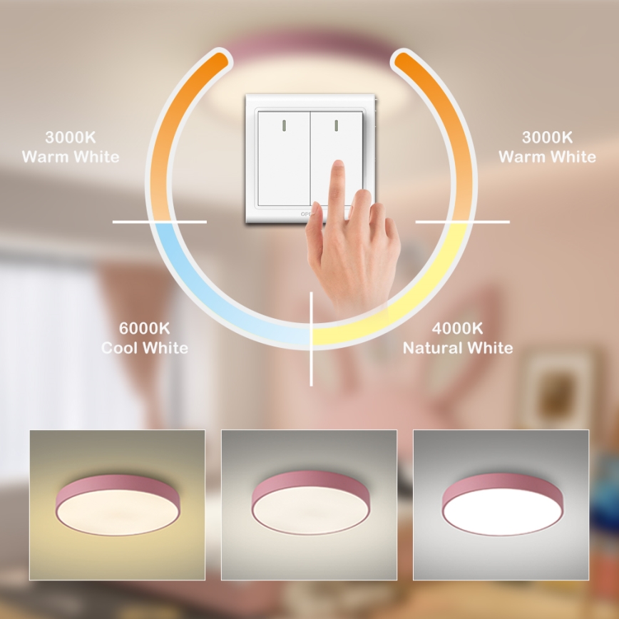Brilagi - Luminaria de techo LED POOL LED/60W/230V 3000/4000/6000K Ø 60 cm rosa