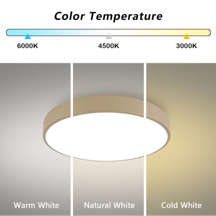 Brilagi - Lámpara de techo LED POOL, 60 W, 230 V, 3000/4500/6000 K, diámetro 60 cm, beige