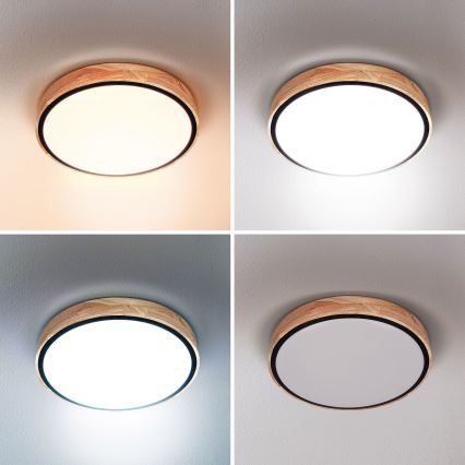 Brilagi - Plafón LED regulable GLORIA LED/48W/230V 3000-6500K roble diá. 40 cm + control remoto