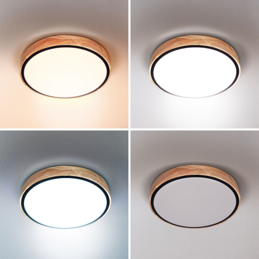 Brilagi - Plafón LED regulable GLORIA LED/48W/230V 3000-6500K roble diá. 40 cm + control remoto