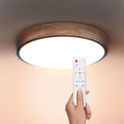 Brilagi - Plafón LED regulable GLORIA LED/48W/230V 3000-6500K roble diá. 40 cm + control remoto