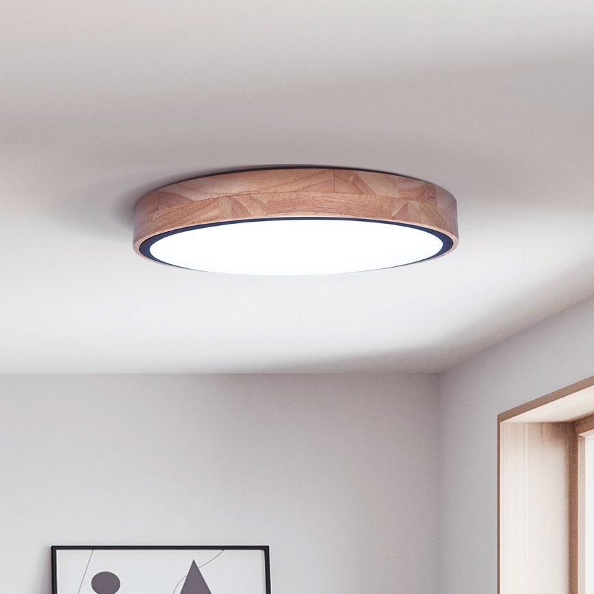 Brilagi - Plafón LED regulable GLORIA LED/48W/230V 3000-6500K roble diá. 40 cm + control remoto