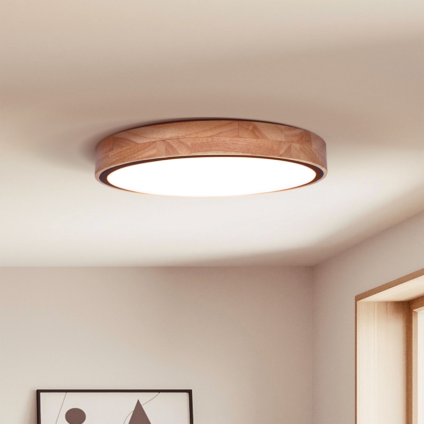 Brilagi - Plafón LED regulable GLORIA LED/48W/230V 3000-6500K roble diá. 40 cm + control remoto