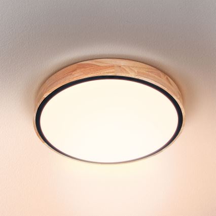 Brilagi - Plafón LED regulable GLORIA LED/48W/230V 3000-6500K roble diá. 40 cm + control remoto