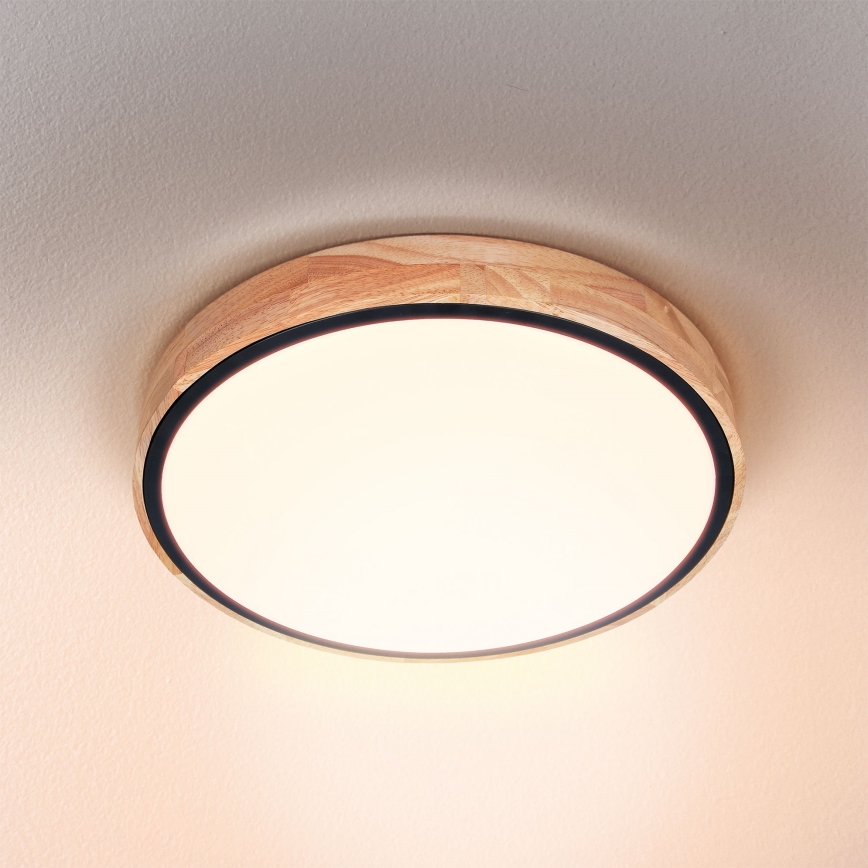 Brilagi - Plafón LED regulable GLORIA LED/48W/230V 3000-6500K roble diá. 40 cm + control remoto