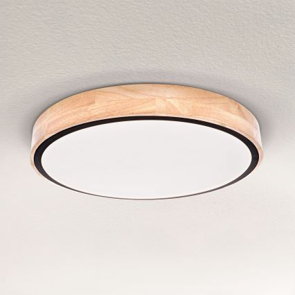 Brilagi - Plafón LED regulable GLORIA LED/48W/230V 3000-6500K roble diá. 40 cm + control remoto