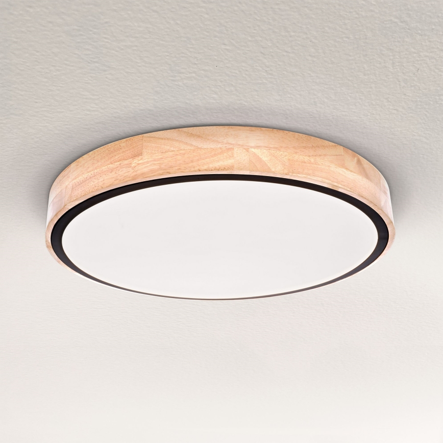 Brilagi - Plafón LED regulable GLORIA LED/48W/230V 3000-6500K roble diá. 40 cm + control remoto