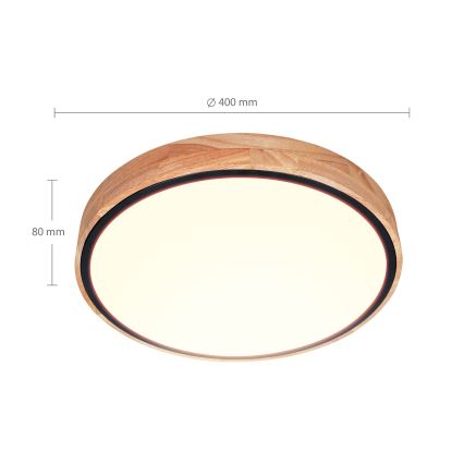 Brilagi - Plafón LED regulable GLORIA LED/48W/230V 3000-6500K roble diá. 40 cm + control remoto