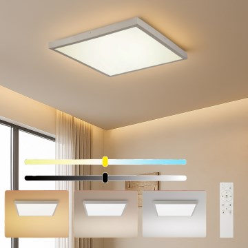 Brilagi - Plafón LED regulable para baño FRAME SMART LED/50W/230V 60x60 cm 3000-6000K IP44 plateado + mando a distancia