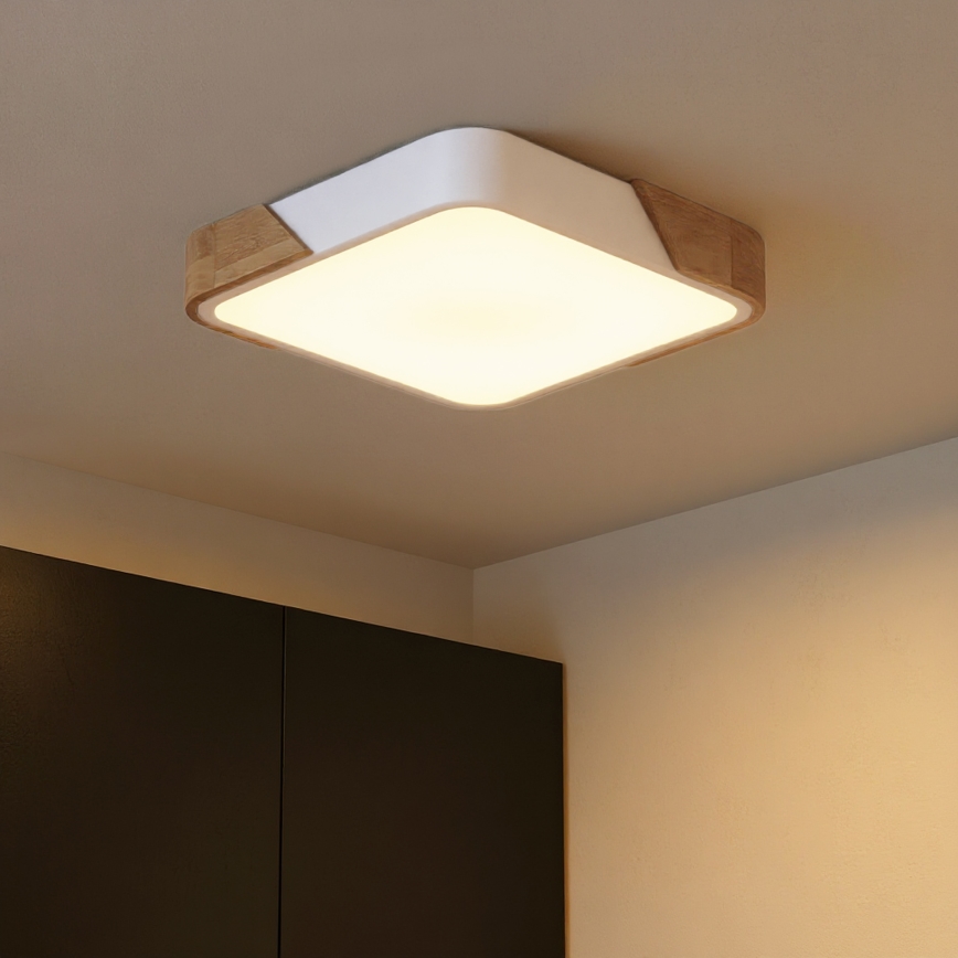 Brilagi - Luminaria de techo LED regulable PILANA LED/48W/230V 3000-6500K roble/blanco 42x42 cm + mando a distancia