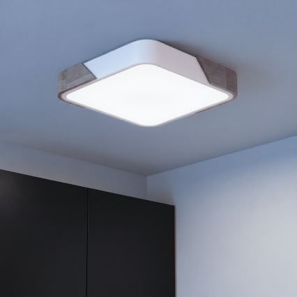 Brilagi - Luminaria de techo LED regulable PILANA LED/48W/230V 3000-6500K roble/blanco 42x42 cm + mando a distancia