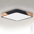 Brilagi - Plafón LED regulable PILANA LED/60W/230V 3000-6500K roble/negro 56x56 cm + control remoto