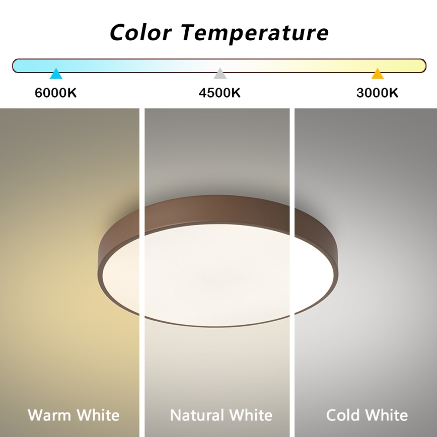 Brilagi - Lámpara de techo LED regulable POOL LED/48W/230V 3000-6000K Ø 40 cm marrón + control remoto