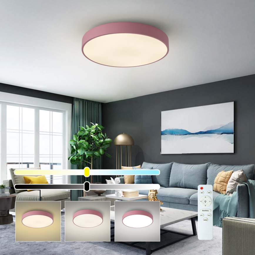 Brilagi - Lámpara de techo LED regulable POOL LED/60W/230V 3000-6000K diámetro 50 cm rosa + mando a distancia