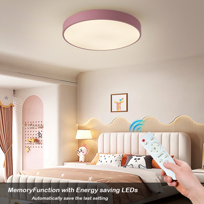 Brilagi - Lámpara de techo LED regulable POOL LED/60W/230V 3000-6000K diámetro 50 cm rosa + mando a distancia