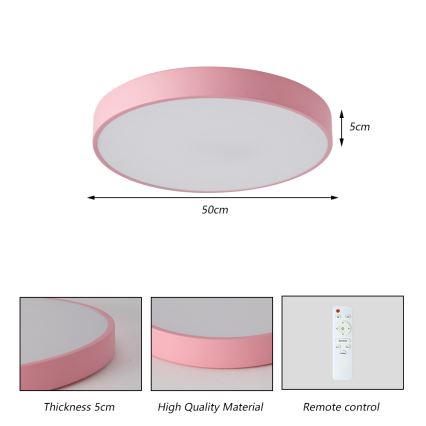 Brilagi - Lámpara de techo LED regulable POOL LED/60W/230V 3000-6000K diámetro 50 cm rosa + mando a distancia