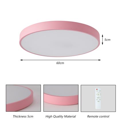 Brilagi - Luminaria LED regulable de techo POOL LED/60W/230V 3000-6000K Ø 60 cm rosa + mando a distancia