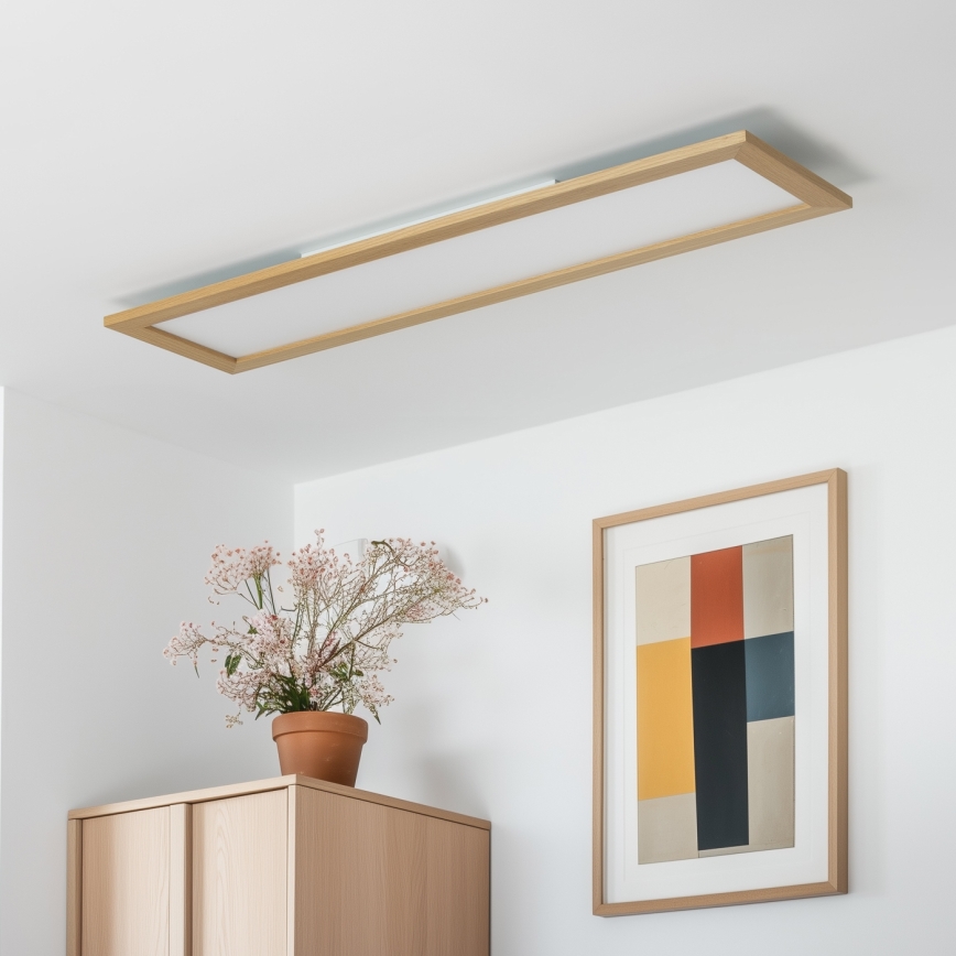 Brilagi - Plafón LED regulable SLIMFRAME WOOD LED/58W/230V 124x34 cm 3000-6000K marrón + control remoto