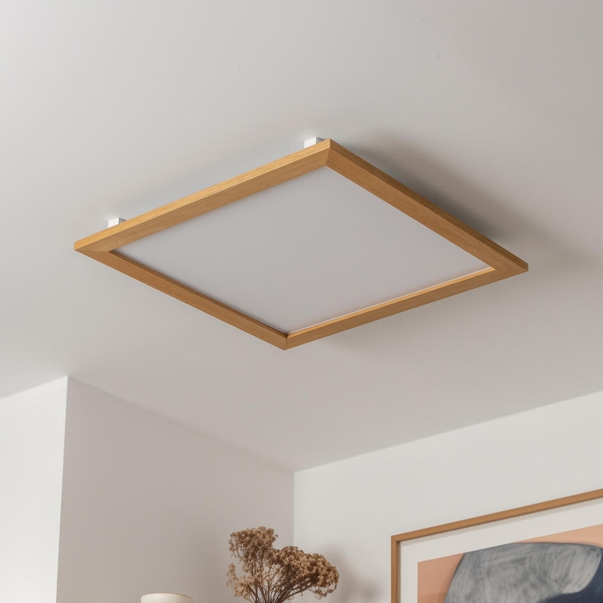Brilagi - Plafón LED regulable SLIMFRAME WOOD LED/58W/230V 64x64 cm 3000-6000K marrón + control remoto