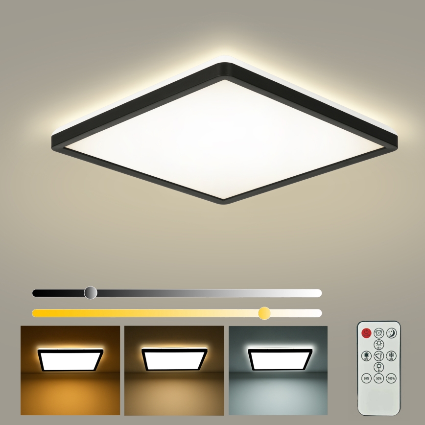 Brilagi - Plafón LED regulable ULTRA SLIM 18W/230V 2700-6500K 30x30 cm negro + mando a distancia