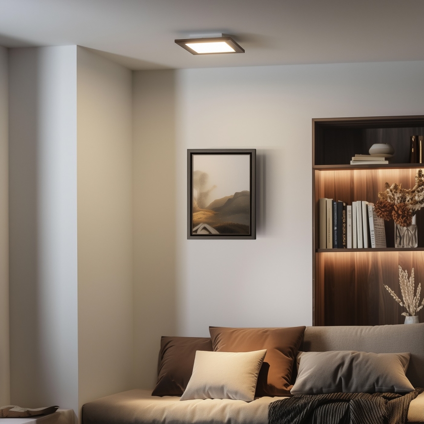 Brilagi - Plafón LED SLIMFRAME WOOD LED/25W/230V 34x34 cm marón oscuro