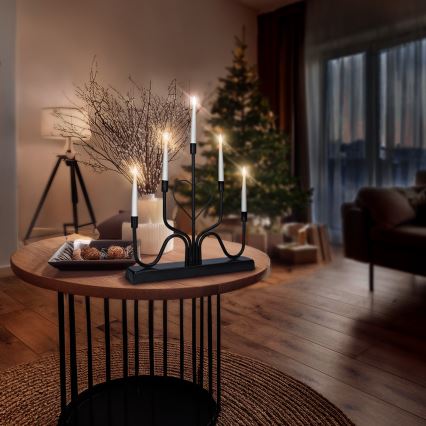 Brilagi - Portavelas LED navideño/2xAA negro